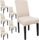 JQinHome 6 Pcs Dining Chair Slipcover,High Stretch Removable Washable Chair Seat Protector Cover for Home Party Hotel Wedding Ceremony (Beige White) by CozyNest Decor