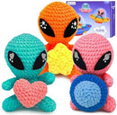 ekaus Crochet Kit for Beginners, Crochet Kit with Step-by-Step Video Tutorials, Crochet DIY Knitting Supplies for Adults Kids, Crochet Aliens(45%+ Yarn) by TinyTreasures Baby Boutique