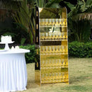 Tableclothsfactory Gold Mirror Finish 5-Tier Wine Glass Stemware Rack, 40 Champagne Flute Holder Foam Board Wall Stand - 5ft for Party & Decorations by CozyNest Decor