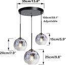 KCO Lighting Modern 3-Light Hanging Light Fixture Silver Gradient Glass Globe Pendant Ceiling Lighting with Adjustable Cord Mid Century Hanging Chandelier Light Fixture for Kitchen Island Bedroom… by CozyNest Decor