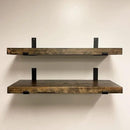 Rustic Shelves with J-Brackets Set of 2, Industrial Shelf, Kitchen Shelves, Solid Wood, Decorative Wall Storage, Heavy Duty, URBANDI (Dark Brown, 12Wx8D) by CozyNest Decor