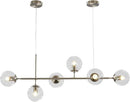 KCO Lighting 6 Light Bubble Glass Pendant Light Mid Century Modern Globe Sputnik Chandelier Linear Chandelier Lighting Brushed Nickel Hanging Light Fixture for Kitchen Island Dining Room by CozyNest Decor