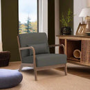 INZOY Mid Century Modern Accent Chair with Wood Frame, Upholstered Living Room Chairs with Waist Cushion, Reading Armchair for Bedroom Sunroom (Green) by CozyNest Decor