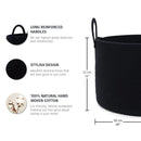 OrganiHaus Large Laundry Basket, Woven Cotton Rope Basket for Blankets, Toy Storage, Nursery Hamper, Living Room Decor Organizer, Soft & Durable Hamper with Handles, 20x13 inches - Black by TinyTreasures Baby Boutique