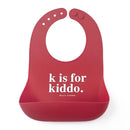 Bella Tunno Baby Bib for Eating, Waterproof Silicone Bib with Large Food Catcher, Adjustable Fit for Babies 4-12 months & Toddlers 1-3 Years, Boys & Girls, K for Kiddo by TinyTreasures Baby Boutique