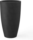Kante 23.6" H Black Finish Concrete Tall Planters Large Outdoor Indoor Decorative Plant Pots with Drainage Hole and Rubber Plug, Modern Tapered Style for Home and Garden by CozyNest Decor
