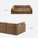 mopio Oversized Modular Sectional Sofa with Fully Removable Covers and Storage, Convertible U, L-Shaped and Sleeper Sectional, Modern Couches with Ottoman Chaise (Hazelnut Velvet, 8 Seats, Sleeper) by CozyNest Decor