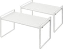 Nxconsu 2Pack Cabinet Shelves Stackable Organizer Rack Riser for Kitchen Cabinet Pantry Cupboard Counter Countertop Home Organization Storage Space Saver Heavy Duty Metal Nonslip White Tall by CozyNest Decor