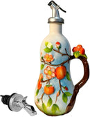 18.26oz/540ml Ceramics Olive Oil Dispenser Bottle,Hand Painted Reliefs Oil Dispenser for Kitchen,Oil Bottles for Kitchen (Persimmon) by CozyNest Decor