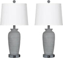 25" Farmhouse Jar Table Lamp Set of 2 Vintage Rustic Lamps for Living Room, Resin Bedside Nightstand Lamps with Linen Lampshades, Retro Pot Lamp for Living Room, Bedroom(LED Bulbs Included) by CozyNest Decor