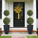 Worth Garden 21" H Tall Planters 2 Pack - 14'' Dia Resin Large Round Black Flower Pots for Outdoor Plants Trees - Imitation Stone Finish Plastic Indoor Front Porch 9 Gallon Decorative Container Patio by GreenHaven Gardens