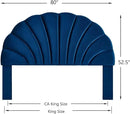 24KF Stunning Crown Design King Headboard, Upholstered Soft Velvet Petal Pattern Headboard King/CA King-6039-K-Navy by CozyNest Decor