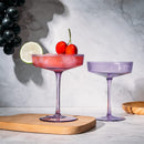 Ribbed Coupe Cocktail Glasses 8 oz | Set of 2 (Lavender, Set of 2)
