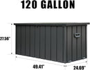 Domi Outdoor Storage Deck Box 120 Gallon, Waterproof Lockable Steel Outdoor Storage Container for Outside Cushions, Garden Tools and Pools Equipment, Gray by GreenHaven Gardens
