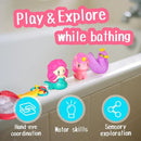 No Hole Bath Toys for Kids Ages 1-3, 8 Pcs Girl Bath Toys with Storage and Net, Sealed & Squeezable & Float on Water by TinyTreasures Baby Boutique