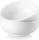 MALACASA Salad Bowls Set, 44 OZ (7") Large Soup Bowls Cereal Bowl for Kitchen, White Ceramic Bowls Set of 2, Dishwasher & Microwave Safe,Series REGULAR by CozyNest Decor