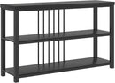 FOLUBAN Entryway Table, Modern Sofa Console Table with 3 Tier Storage Shelf for Living Room Hallway Foyer, Industrial Black Oak by CozyNest Decor