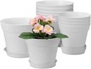 homenote Plant Pots,6/7.5 Inch Flower Pots for Plants Plastic Planters for Indoor with Multiple Drainage Holes and Trays, for All Home Garden Flowers Succulents,Outdoor(White,10 Pack) by CozyNest Decor