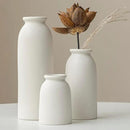 Ceramic Vase Set-3, Small Flower Vases for Decor, Modern Boho Farmhouse Style, Decorative Shelf Vases for Pampas Grass & Dried Flowers, Distressed Finish (White) by GreenHaven Gardens
