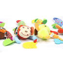 4 PCS Baby Soft Hanging Rattle Crinkle Squeaky Toy - Baby Toys for 0 3 6 9 to 1 Animal Ring Plush Stroller Infant Car Bed Crib Travel Activity Hanging Wind Chime with Teether for Boys Present by TinyTreasures Baby Boutique