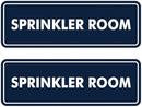 Signs ByLITA Standard Sprinkler Room Sign (Navy Blue/White) - Medium 2 Pack by GreenHaven Gardens