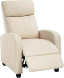 BestMassage | Recliner Chair | No Massage Function | Pu Beige | with Lumbar Support, Adjustable Push Back, Wide Armrests, Footrest & Padded Seat | Easy Assembly | for Living Room, Home Theatre by CozyNest Decor