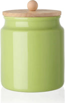 Sweejar Ceramic Kitchen Canisters, 28 FLOZ Porcelain Food Storage Jar with Airtight Seal Wooden Lid, Home Container Serving for Coffee Beans, Tea-leave, Sugar, Salt and More, Tool Bucket (Green) by CozyNest Decor