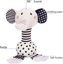 D-KINGCHY Baby Toys 0-12 Months, Black and White Newborn Toys, Soft Plush Rattle Stuffed Animal Toy with Teether and Sound, Developmental Hand Grip Toys (Elephant) by TinyTreasures Baby Boutique