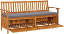 vidaXL Acacia Wood Outdoor Storage Bench Deck Box with Cushion - Solid Wood Patio Furniture, Brown/Dark Gray, 66.9"x24.8"x33.1" by CozyNest Decor