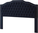 24KF Upholstered Button Tufted King Size Headboard with Nailhead Trim, Elegant Boucle Fabric California King headboard, 6031-K-Boucle-Navy by CozyNest Decor