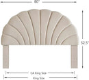 24KF Stunning Crown Design King Headboard, Upholstered Soft Velvet Petal Pattern Headboard King/CA King-Beige by CozyNest Decor