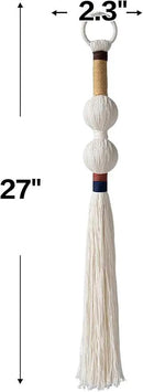 Macrame Wall Hanging Boho Decor Yarn Wall Art Small Sphericity Cotton Textile Tassel Hanging Fiber Art for Living Room Bedroom 27'' L x 2.3'' W by CozyNest Decor