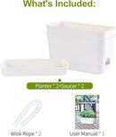 Herb Garden Planter Indoor Kit Self Watering Pots for Indoor/Outdoor Plants 2 Packs Windowsill Plant Pots with Drainage and Tray, Window Pot for Indoor Plants by GreenHaven Gardens
