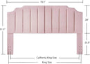 24KF Pink Teddy Fabric Tufted King Upholstered Headboard, Modern Vertical Channel Design California King Headboard with Stepped Silhouette Top Edge,6026-K-Teddy Pink by CozyNest Decor
