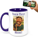 Personalized Coffee Mug, Custom Photo Caricature Gift, Funny Customized Coffee Gift for Men & Women, Custom Mugs with Pictures, Navy 15oz Father's Day Mug by TinyTreasures Baby Boutique