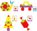 155 Pcs Wooden Pattern Blocks Set Geometric Shape Puzzle Kindergarten Classic Educational Montessori Tangram Toys for Kids Ages 4-8 with 24 Pcs Design Cards by TinyTreasures Baby Boutique