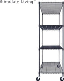 60"x24"x72" PRIME HEAVY DUTY Black 4-Tier Wire Shelving NSF 2400 LBS MAX Capacity Storage Rack for Commercial, School, Home, Garage, Warehouse, Industrial, and Hospital Uses (with Wheels) by CozyNest Decor