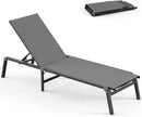 Chaise Lounge Outdoor, Foldable Aluminum Pool Lounge Chairs with 5 Positions Recliner - Free Assembly - Patio Chaise Lounge Chair for Poolside, Beach, Yard (Darkgray) by GreenHaven Gardens