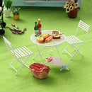 Dollhouse Miniature Bistro Table & Chairs Set Accessories Metal 1:12 Scale Miniatures White Coffee/Tea Furniture Fairy Garden Cute Rustic Elegant Decorations Ornaments (B) by GreenHaven Gardens