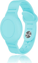 Kids Waterproof Airtag Bracelet Compatible with Apple AirTag, Hidden Silicon Protective Case for Air Tag GPS Tracker Holder, Adjustable Anti-Lost Watch Band for Toddler Child (Cyan) by TinyTreasures Baby Boutique
