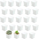 OJYUDD 3inch White Square Plastic Pots with Saucer, Drainage Hole, 24 Pcs, for Flower/Plant, Home,Company,Office and Garden(White) by GreenHaven Gardens