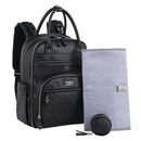 BabbleRoo Leather Diaper Bag Backpack - Baby Essentials Travel Baby Bag, Multi function, with Changing Pad, Stroller Straps & Pacifier Case – Unisex, Black by TinyTreasures Baby Boutique