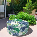 LVTXIII Outdoor/Indoor Round Inflatable Ottoman, All Weather Patio Footstool, Portable Footrest Seat for Patio Garden, Camping or Home, 21"x21"x9", Islamorada Blue Green by CozyNest Decor