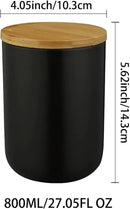 Ceramic Food Storage Jar Canister Modern Design Food Canisters with Airtight Seal Bamboo Lid, Loose Tea Coffee Spice Nuts Snacks Storage Jar Canister (Black 27.05oz/800ml) by CozyNest Decor