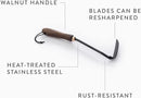 Barebones Japanese Weeding Hoe - Hoe Garden Tool - Durable Stainless Steel Hand Tool for Weeding and Digging (Walnut/Black) by GreenHaven Gardens