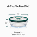 Anyday 4-Cup Glass Food Storage with Glass Lid, Round Shallow Dish | Plastic-Free Meal Prep & Microwave Cookware | Stackable Airtight Storage Container with Vented Lid for Microwave-Safe Reheating by TinyTreasures Baby Boutique