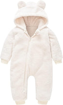 Baby Fleece Jumpsuits Infant Bear Ear Snowsuit Newborn Hooded Romper Warm Coat by TinyTreasures Baby Boutique