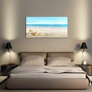 DZL Art S73975 Beach Picture Decor Ocean Painting Canvas Wall Art Prints of Starfish and Seashell on Sandy Seaside Ready to Hang for Living Room Bedroom Office Wall Decor Home Decoration by CozyNest Decor