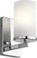 Kichler Crosby 9.25" Wall Sconce in Chrome, 1-Light Contemporary Hallway or Bathroom Light with Satin Etched Cased Opal Glass, (9.25" H x 4.5" W), 45495CH by CozyNest Decor