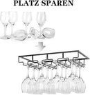 Wine Glass Rack - Under Cabinet Stemware Wine Glass Holder Glasses Storage Hanger 2 Pack Metal Organizer for Bar Kitchen 4 Rows Black by CozyNest Decor